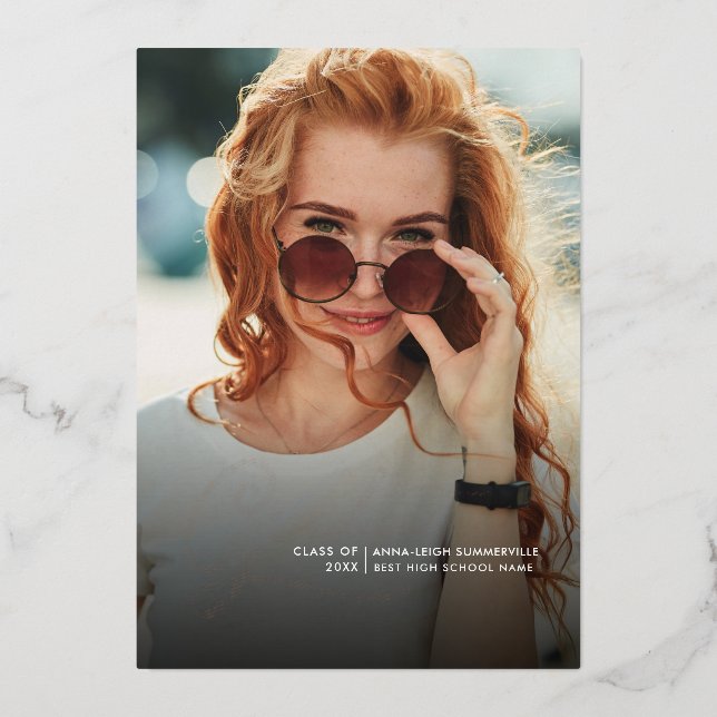 Invitation En Aluminium Graduation 2025 Graduate Party Photo Rose Gold (Recto)