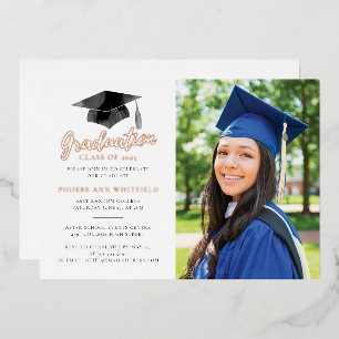 Invitation En Aluminium Graduation 2025 Photo Party Gold