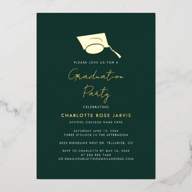 Invitation En Aluminium Graduation 2025 Script Graduate Party Gold (Recto)