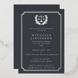 Invitation En Aluminium Graduation à l'école de droit gris