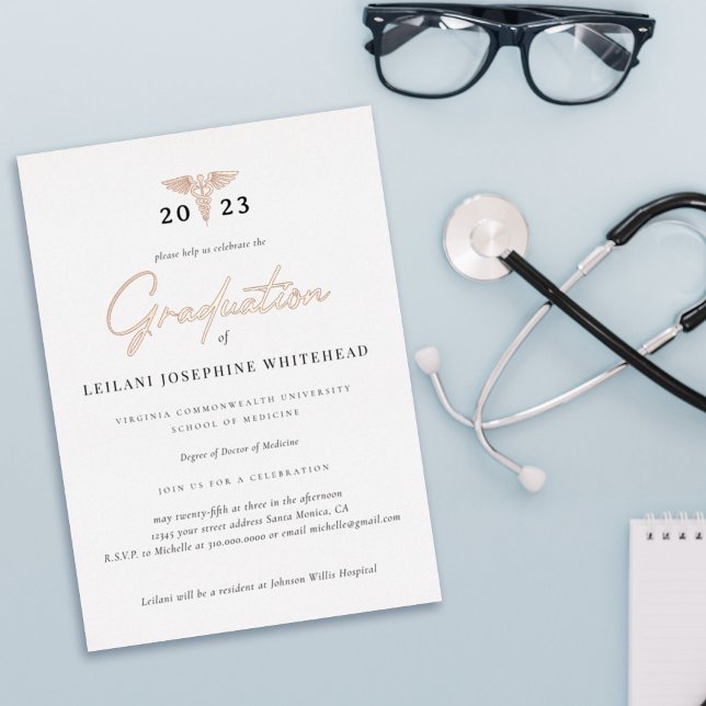 Invitation En Aluminium Graduation Médicale moderne (Créateur téléchargé)