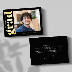 Invitation En Aluminium Graduation minimaliste au secondaire