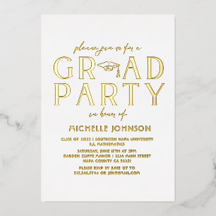 Invitation En Aluminium Graduation moderne Typographie de script noir   Ph