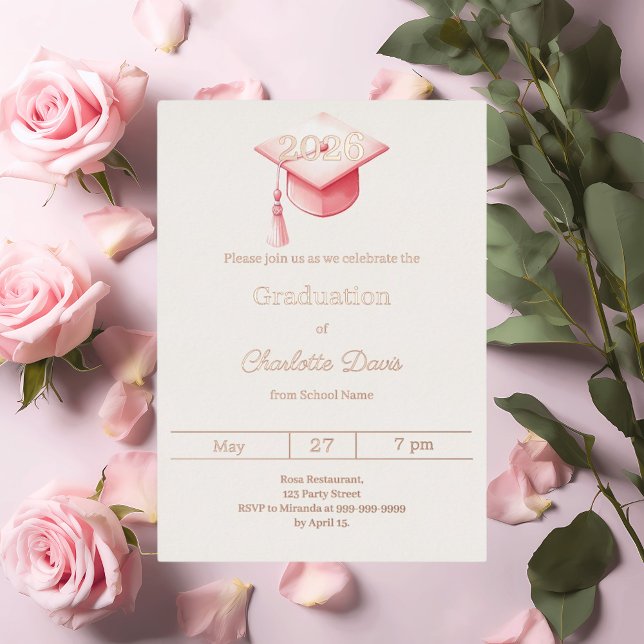 Invitation En Aluminium Graduation party rose gold class of 2026 luxury (Créateur téléchargé)