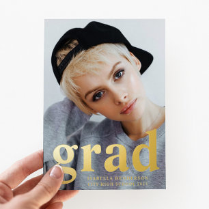 Invitation En Aluminium Graduation photo moderne Gold Foil