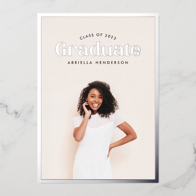 Invitation En Aluminium Graduation photo moderne rétro (Recto)