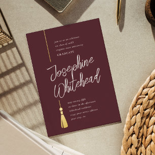 Invitation En Aluminium Graduation Tassel Fête de Bourgogne moderne