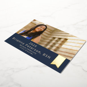 Invitation En Aluminium Gradué 2 Photo Marine Gold Foil Sash