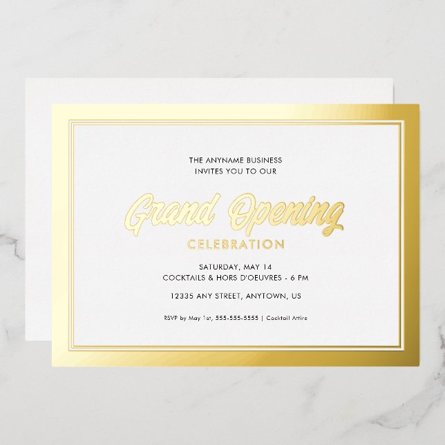 Invitation En Aluminium Grande ouverture de la calligraphie à huile d'or (Recto/Verso)