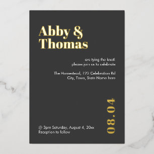 Invitation En Aluminium Gras moderne minimaliste Mariage gris Rose or