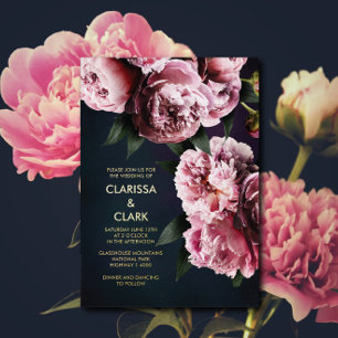 Invitation En Aluminium Gras rose Moody Peony Mariage chic