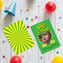 Green and Yellow Retro Birthday Greetings,vintage 