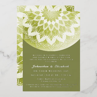 Invitation En Aluminium Green Lace Mandala Wedding