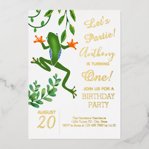 Invitation En Aluminium Grenouille 1er anniversaire fête tourner une photo