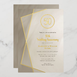 Invitation En Aluminium gris antique 50e anniversaire avec or