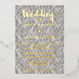 Invitation En Aluminium Gris Chic Mariage Or