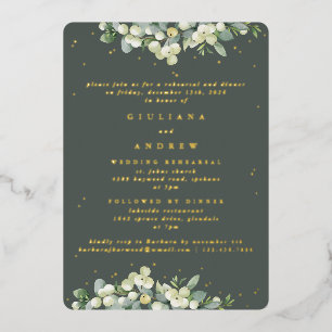 Invitation En Aluminium Gris Green Snowberry+Eucalyptus Mariage répétition