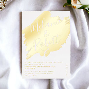 Invitation En Aluminium Gris or brosse blanc chic mariage initiales 
