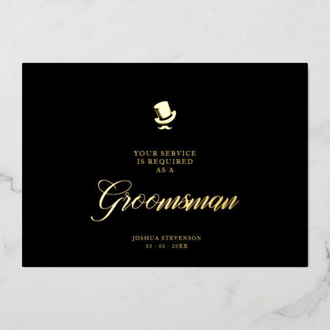 Invitation En Aluminium Groomsman Funny Wedding Minimalist Proposal Card (Recto)