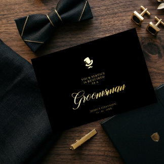 Invitation En Aluminium Groomsman Funny Wedding Minimalist Proposal Card