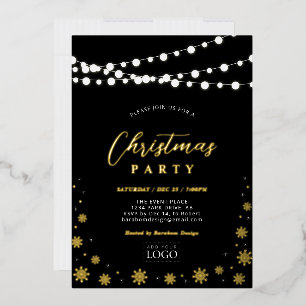 Invitation En Aluminium Guirlandes lumineuses & Neige Fête de Noël du lo