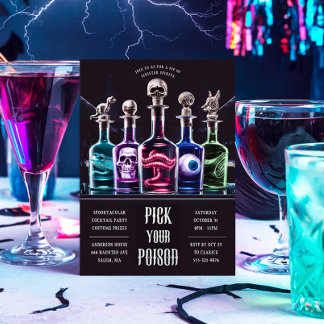 Invitation En Aluminium Halloween Choisissez votre poison personnalisé