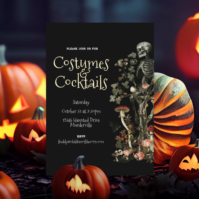Invitation En Aluminium Halloween Costume et cocktails Forêt hantée Noir (Créateur téléchargé)