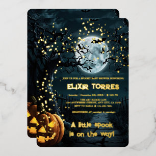 Invitation En Aluminium Halloween Un Petit Baby shower Citrouille Foil