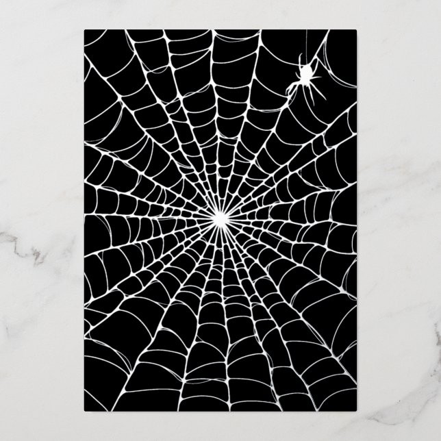 Invitation En Aluminium Halloween Web Black Argent Araignée (Recto)