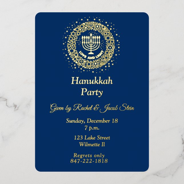 Invitation En Aluminium Hanoukka menorah (Recto)