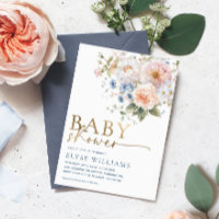 Hargrove Blue Floral Baby shower Gold