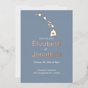 Invitation En Aluminium Hawaii State Map Script Enregistrer La Date Rose G