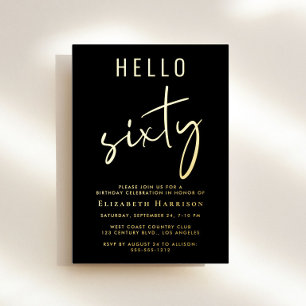 Invitation En Aluminium Hello 60 Chic Black 60th Birthday Party Gold