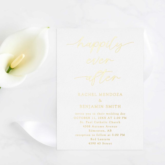 Invitation En Aluminium Heureux Jamais après Mariage minimal Script élégan (Créateur téléchargé)
