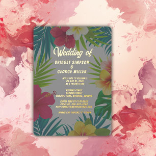 Invitation En Aluminium hibiscus hawaïen coloré tropical mariage d'été