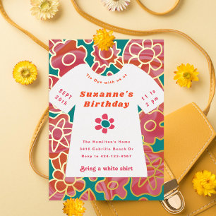 Invitation En Aluminium Hippy Tie Dye fête d'anniversaire