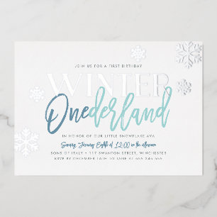 Invitation En Aluminium Hiver ONE derland 1er anniversaire Blue Silver