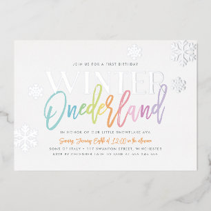 Invitation En Aluminium Hiver ONE derland 1er anniversaire Rainbow