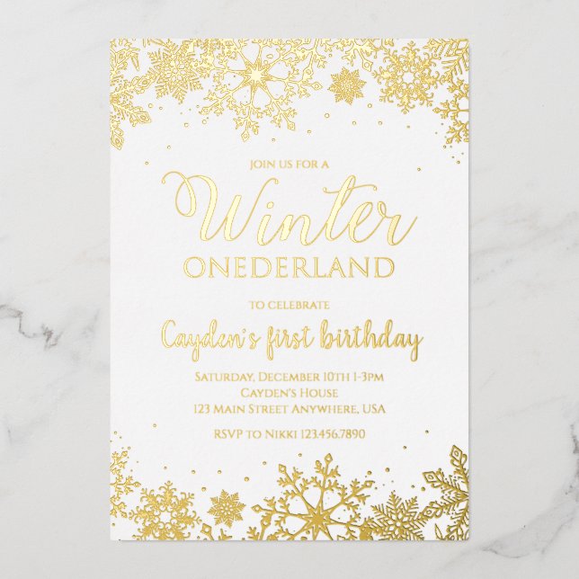 Invitation En Aluminium Hiver Onederland Premier anniversaire Silver Snowf (Recto)