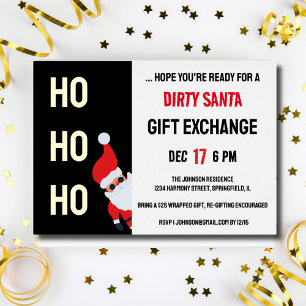 Invitation En Aluminium HO HO HO Fête de Noël Dirty Santa Moderne