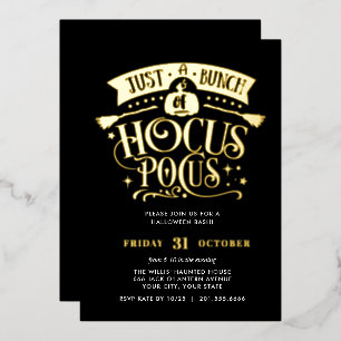 Invitation En Aluminium HOCUS D'OR POCUS Halloween Bash Party Fhuile