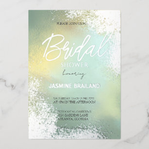 Invitation En Aluminium Homme Vert Lavage Cosmique Mariage Étincelle 