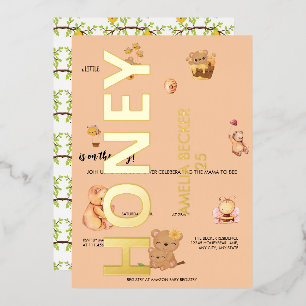 Invitation En Aluminium Honey Bee, Bear Baby shower, A Honey est sur le ch