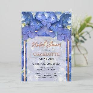 Invitation En Aluminium Hortensias Bleus Fête de Mariage Florale