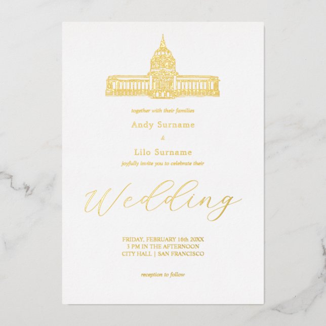 Invitation En Aluminium Hôtel de ville de San Francisco (Recto)