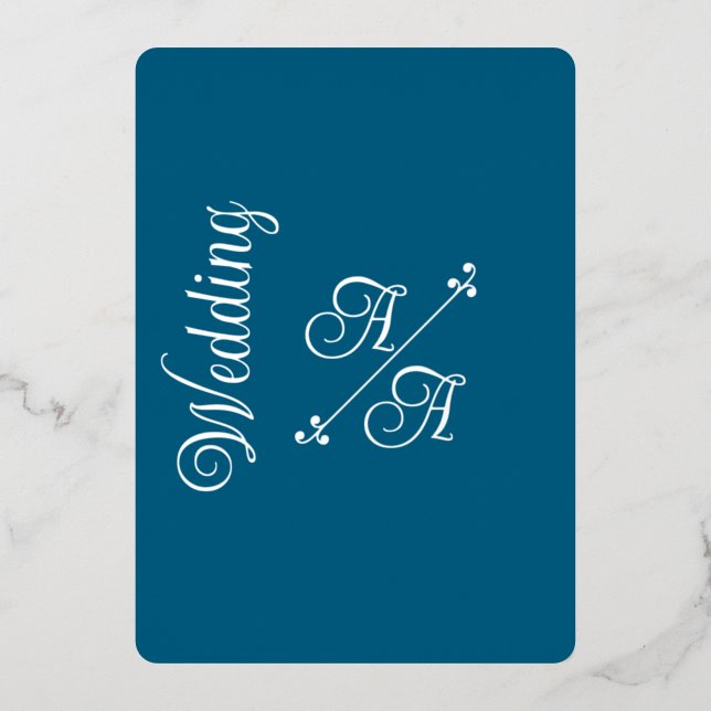 Invitation En Aluminium Huile argentée couleur solide Turquoise profonde (Recto)