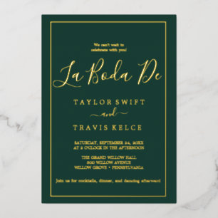 Invitation En Aluminium Huile d'or romantique Emerald Frame La Boda De