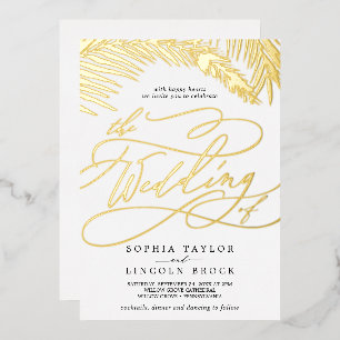 Invitation En Aluminium Huile d'or romantique Palme Noire Tout en un Mar