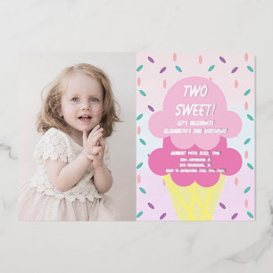 Invitation En Aluminium Ice Cream 2nd Birthday