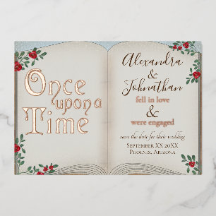 Invitation En Aluminium Il était une fois Gold livre livre Mariage de cont